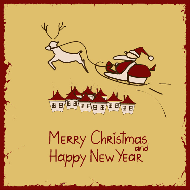 Винтажная открытка с Рождеством и Новым годом 2015