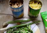 Запеканка с шампиньонами и спаржей под сырным соусом