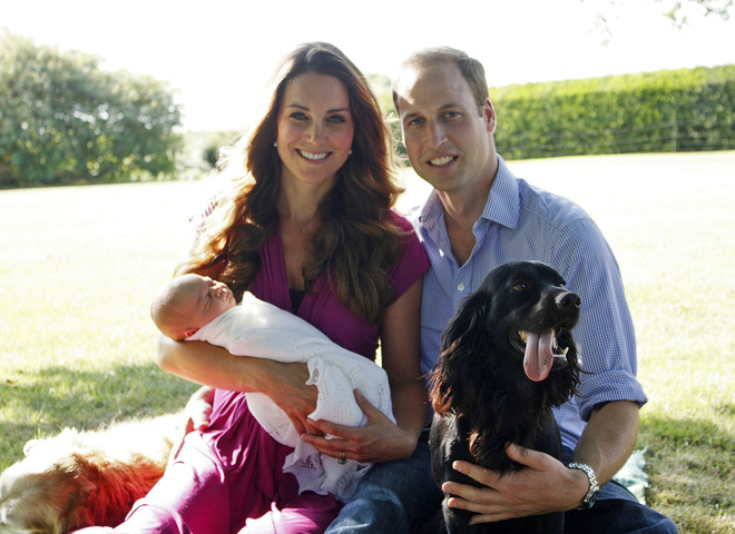 Кейт Миддлтон с принцем Георгом, принц Уильям