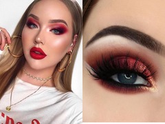 Макіяж очей червоними тінями