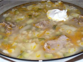 Рассольник домашний с кальмарами Рассольник домашний с кальмарами