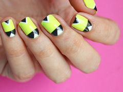 Неоновый геометрический маникюр
