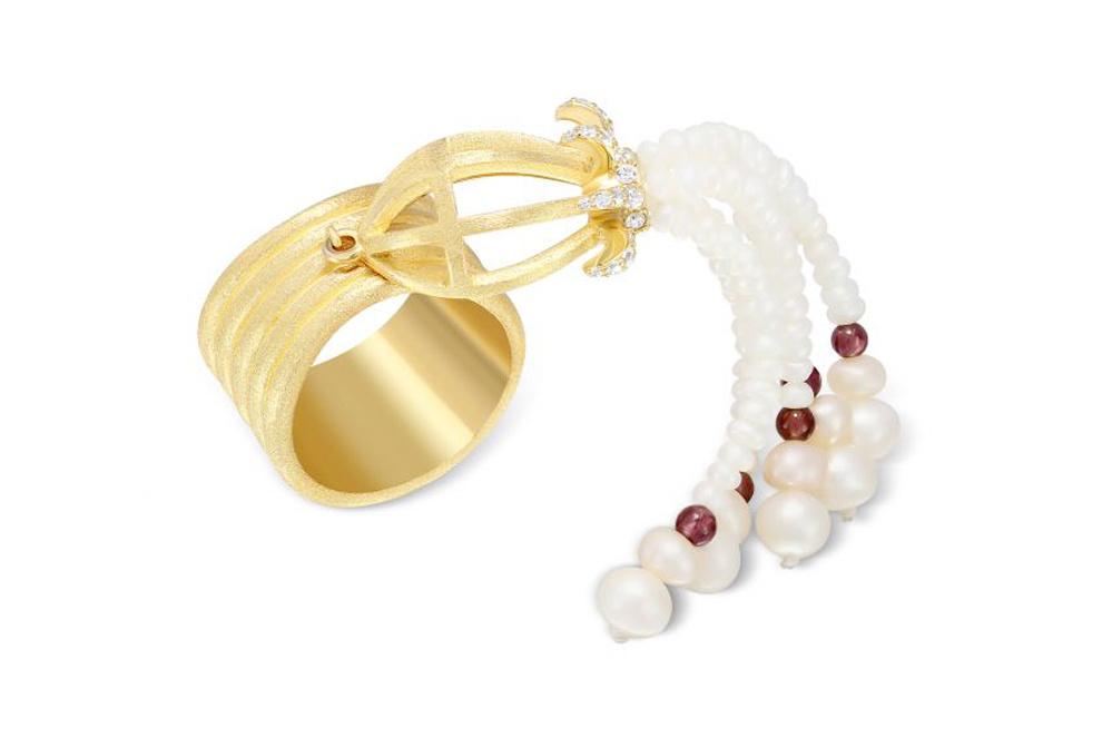 Срібна каблучка з жовтого родія ZARINA