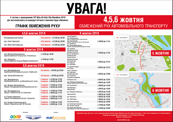 Карта обмеження руху в Києві 5-6 жовтня