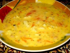 Cырный суп со стручковой фасолью 