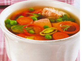 Суп из лосося с луком-пореем