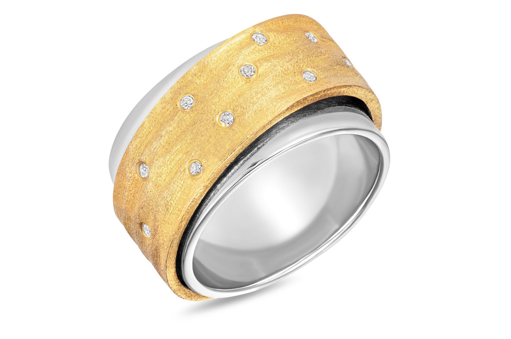 Срібна каблучка з жовтого родія ZARINA