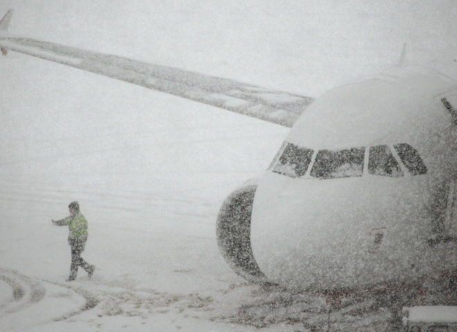 самолет, снег