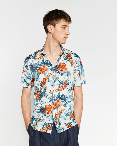 Мужская рубашка с цветочным принтом Zara: 799 грн