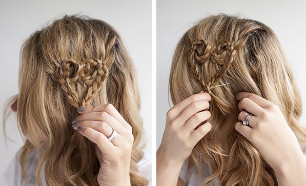 Зачіска на день Святого Валентина: серце з кіс