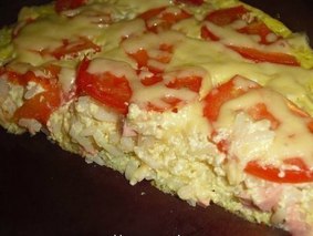 Запеканка с рисом, сыром и колбасой Запеканка с рисом, сыром и колбасой