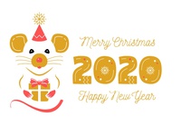 Милая открытка на Новый год крысы 2020