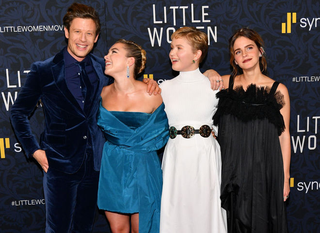 Эмма Уотсон, Сирша Ронан и Лора Дерн на премьере "Маленькие женщины"