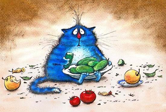 Классные позитивные голубые котейки